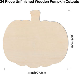 12 Pieces Large Wooden Pumpkin Cutouts 11 Inches Unfinished Wood Craft Cutout Blank Pumpkin Shape Cutout for Halloween Fall Thanksgiving Party DIY Craft...