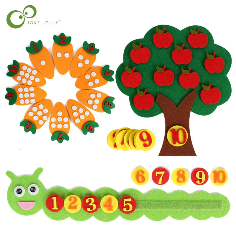 1-10 Montessori Educational Toy Children's Puzzle Handmade DIY Toy Kindergarten Carrot Apple Tree Match Digital Teaching GYH