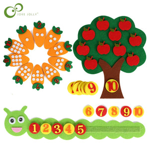 1-10 Montessori Educational Toy Children's Puzzle Handmade DIY Toy Kindergarten Carrot Apple Tree Match Digital Teaching GYH