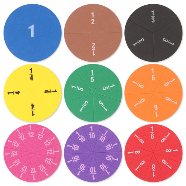 51Pcs EVA Round Shaped Fractions Instrument Montessori Math Educational Toys Math Teaching Gifts Student Learning Tool